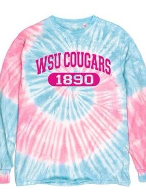 WSU Cougars 1890 Tie-Dye Long Sleeve Sweatshirt - Pink & Blue